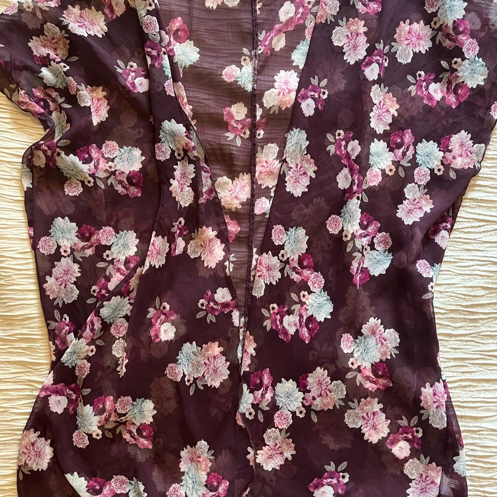 American Eagle Outfitters Floral Sheer Blouse - Purple and Pink